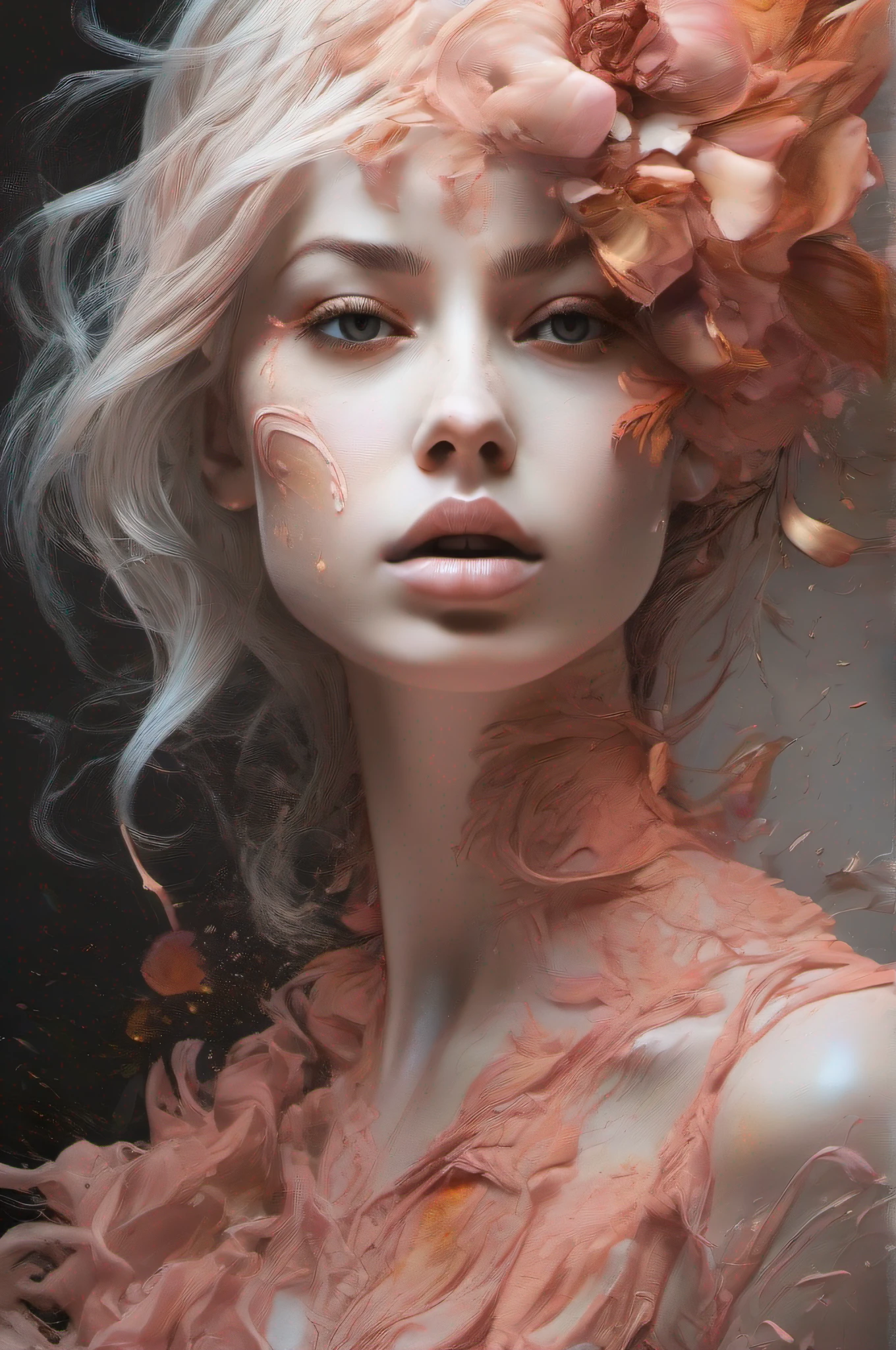 Arte de Alberto Seveso, Uma linda garota de olhos azuis cabelos longos cor de rosa com mechas azuis,  (((de corpo inteiro))),  usando uma roupa cor de rosa com detalhes em dourados em um belo cenario ,  em uma casa de campo ao por do sol, Water paint,ethereal random color, Abstract alcoholic ink, e cores de fogo estilos de arte, altamente detalhados, Luminous Studio graphics engine, Beautiful, symmetrical, highly detailed brown eyes, rosto lindo altamente detalhado, dinamic pose, beleza, extremamente lindo, Eletricidade Fogo em todo o universo no estilo de artistas como Russ Mills, Martina Joanna, Willem Haenraets, Audrey Kawasaki. ultra detailed artistic photography. Ink Drinkled in water, pingos de respingos, textura de papel e sombreamento perfeito, with dramatic lighting. A arte deve ser centralizada, estilizada e elaborada. rendered in 8K resolution for high-quality detail, arts station, illustration, altamente detalhado, Perfect cinematic soft volumetric natural light, intrincada