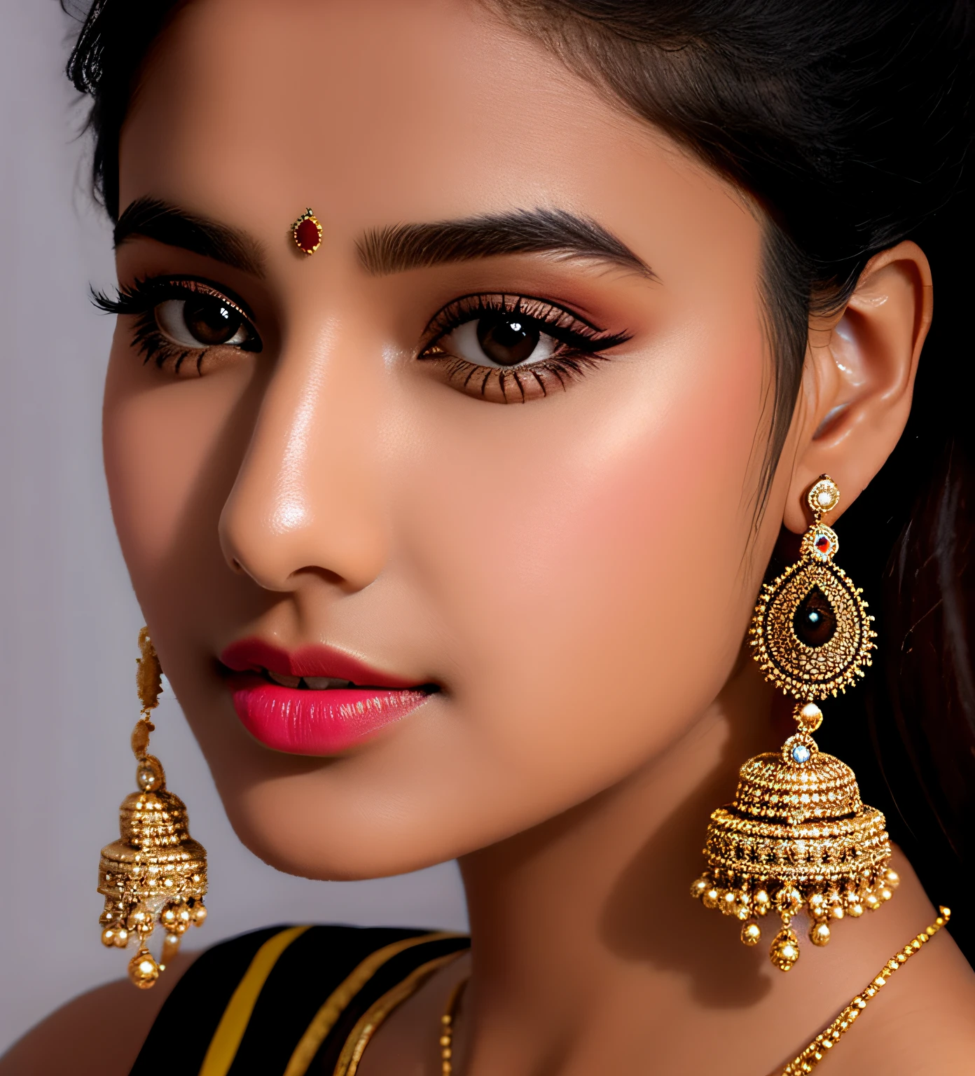 top fille indienne (1fille:0.999), (noir_cheveux:0.838), (flou:0.974), (flou_dosground:0.599), (profondeur_de_champ:0.920), (des boucles d&#39;oreilles:0.852), (bijoux:0.760), (Lèvres:0.678), (regarder_à_téléspectateur:0.807), (couché:0.521), (nez:0.738), (sur_dos:0.700), (photoRéaliste:0.728), (perçant:0.545), (Réaliste:0.969), (seulement:0.993)