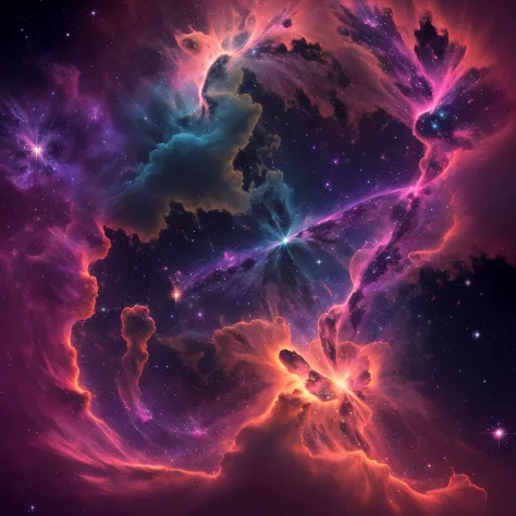 a stunning nebula, illuminated by vibrant hues of blues, purples, and pinks. this image captures the ethereal nature of interste...