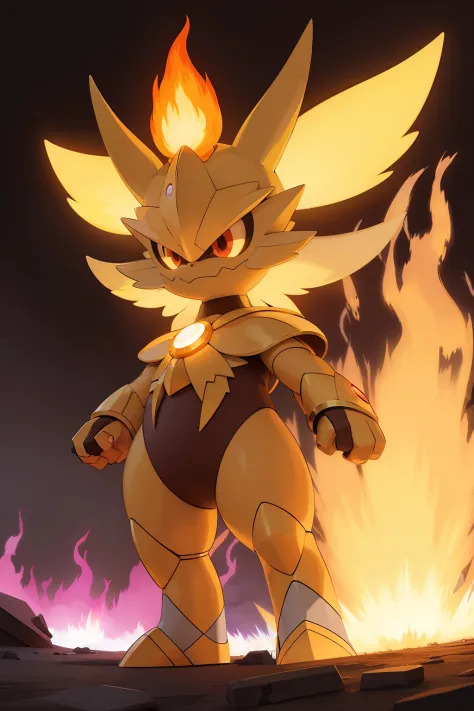 (best quality, masterpiece1.2), starter fire, aura brillante, aura, brilliant, epic, bright, glow, awesome, pokemon, fakemon, fe...