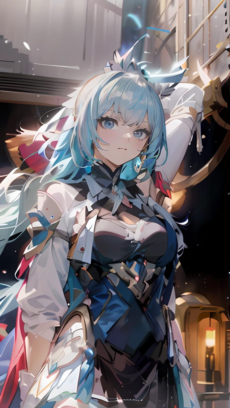 Anime girl with blue hair and white dress posing in front of building, Portrait Chevaliers du Zodiaque Fille, Extremely detailed Artgerm, Keqing from Genshin Impact, shadowverse style, 8K high quality detailed art, Kushatt Krenz Key Art Women, Fanart Meilleure ArtStation, Ayaka Genshin impact, IG model | Art germ