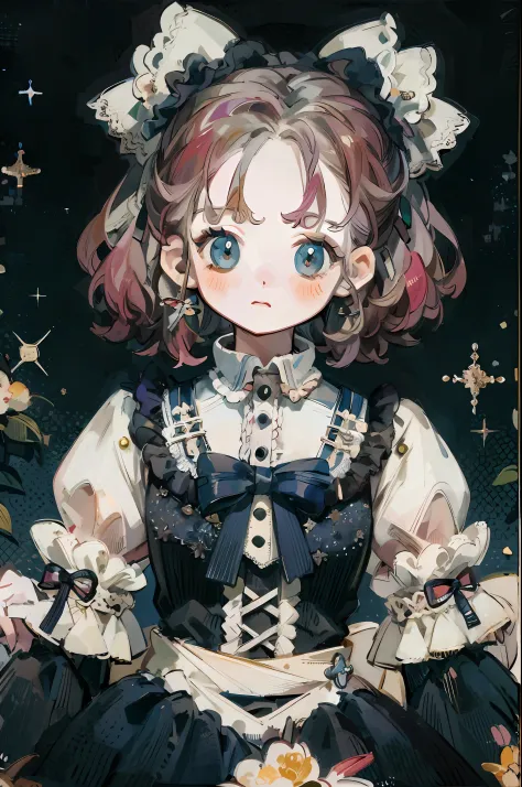 clothing design，extreme hight detail，Finely portrayed clothes，Complex skirts，frilld，Bow knot，adolable，a gorgeous，Oil painting style portrait of people, loli in dress,  Lolita prostitute，