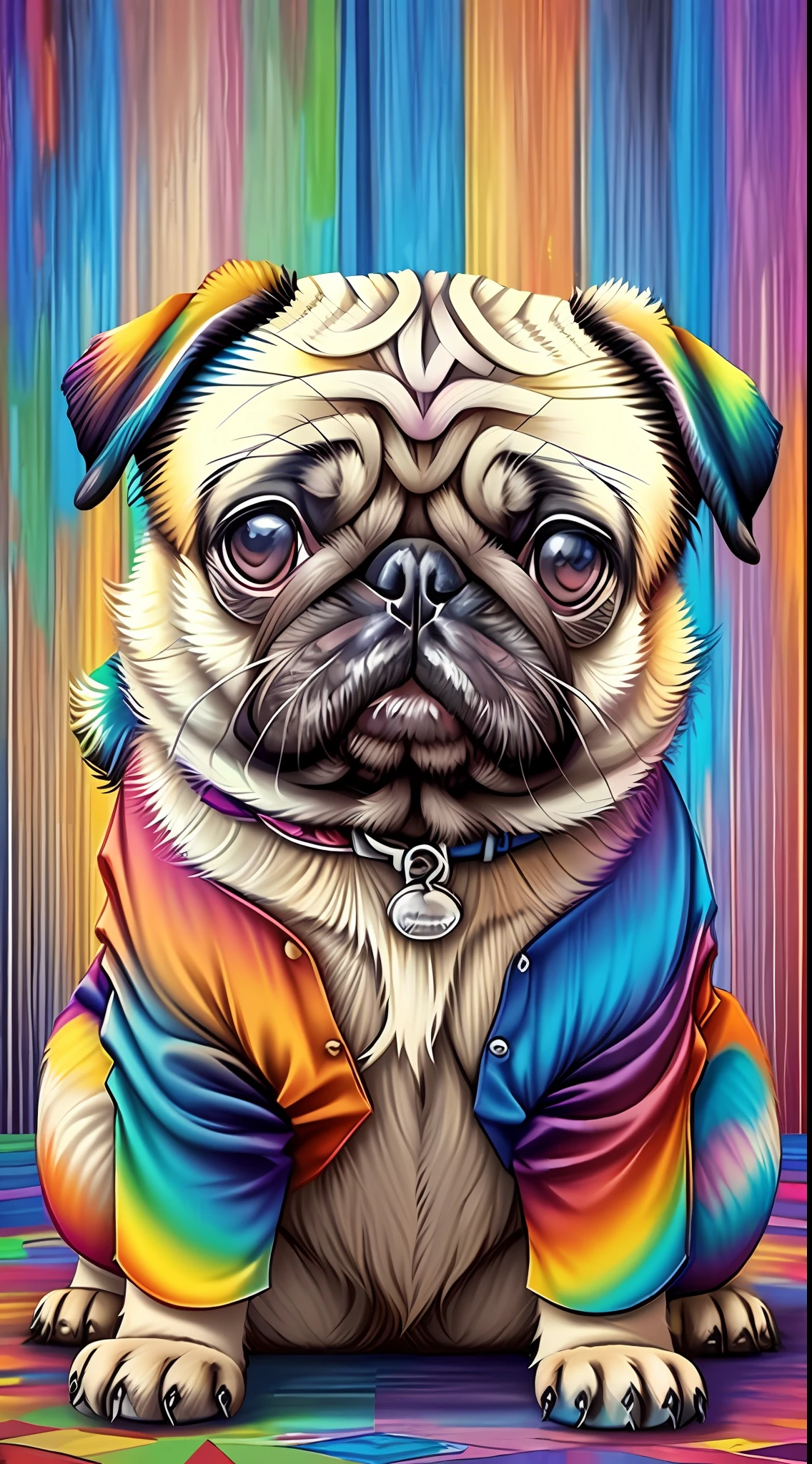 (puppy pug  ),(best pose),(best angle), (better happy expression), Eduardo Kobra quilting ,multidimensional geometric wall PORTRAIT, artistry, chibi,
yang08k, comely, Colouring,
Primary works, top-quality, best qualityer, offcial art, Beautiful and Aesthetic, colorful hair,