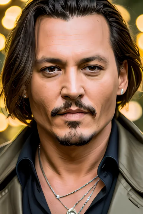 masterpiece, johnny depp walking through the jungle (night among fireflies), (high detail:1 1), rough face, natural skin, high quality, nsfw, beautiful eyes, (detailed face and eyes), (face: 1 2), noise, extra, real photo, PSD, lamp film photography, sharp...