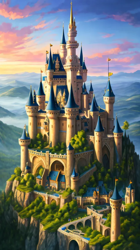 magical fairy tale castle. sunny morning. close-up, precise details. 8k resolution. 3:2 ratio. very high drawing skills. very st...