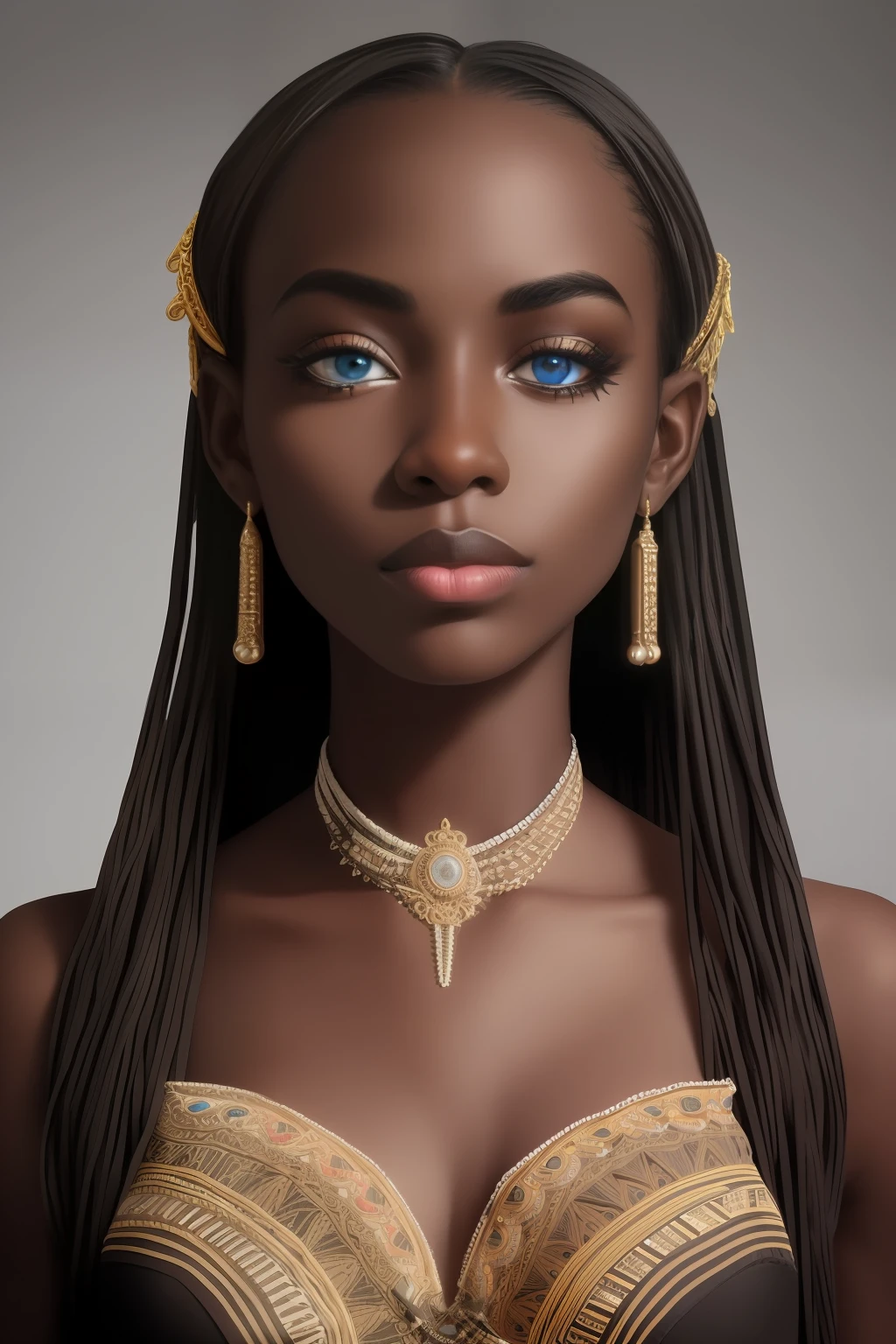 analog style, realistic, award-winning photo,(symmetric highly detailed eyes, fantastic eyes, intricate eyes:1.1), detailed background, full body, wide angle, beautiful 20 year old girl,  African American, dark skin, skinny, ribbon braid,  flat chest, tiktok, instagram