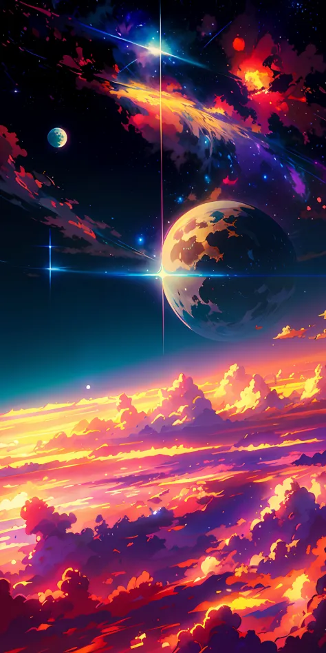 anime anime wallpapers with a view of the sky and stars, cosmic skies. by makoto shinkai, anime art wallpaper 4 k, anime art wal...