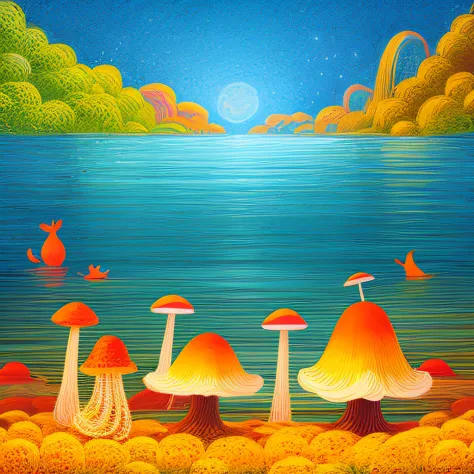 mushrooms, coils, illustrations, dreams