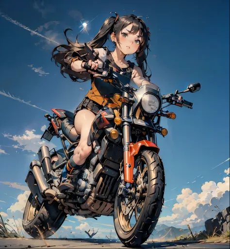 (masterpiece, best quality:1.2), (motorbike, radial tire, wheelie:1.4), girl on a super cool bike, (from below:1.4),
utinoko, (b...