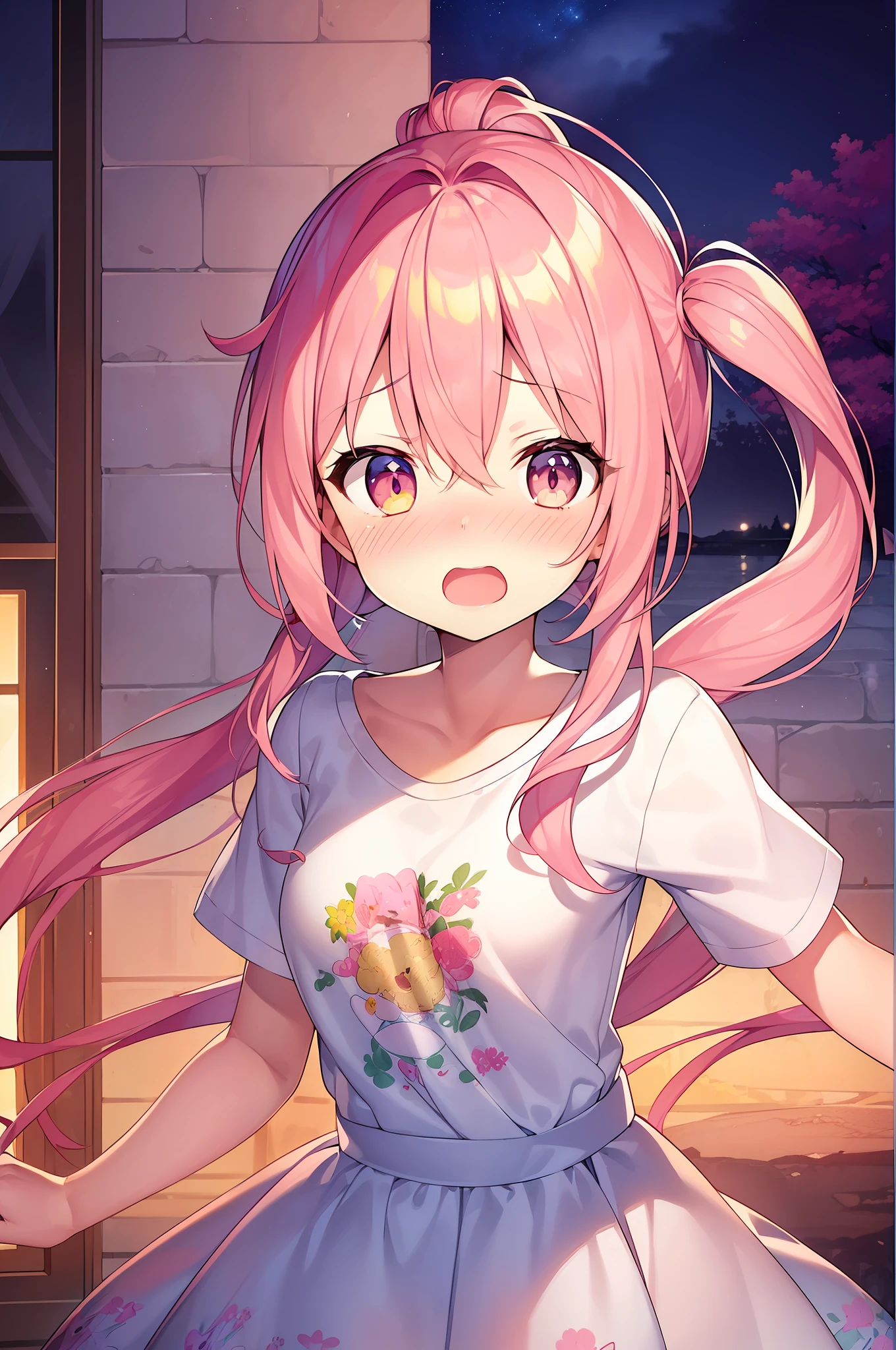 1girl. pink hair.long hair.twintails.{loli}.short stature.small breast ...