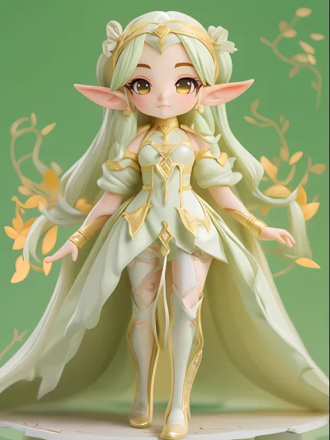 (1 blind box cartoon female elf:1.2，European and American cartoon Q version), 1 Gorgeous female elves，soloist，Cute full body por...