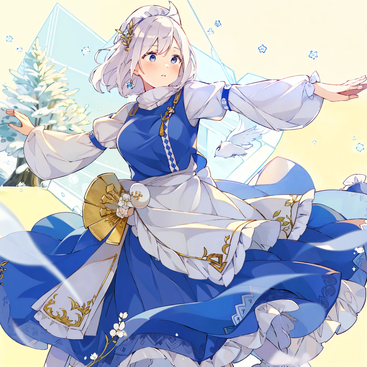 Illustration of Letty Whitelock's dance, masutepiece, Fine detail, 4K, 8K, 12K, Solo, One Person, Beautiful Girl, caucasian female, Letty Whitelock, snowscape, Yuki, Sunlight