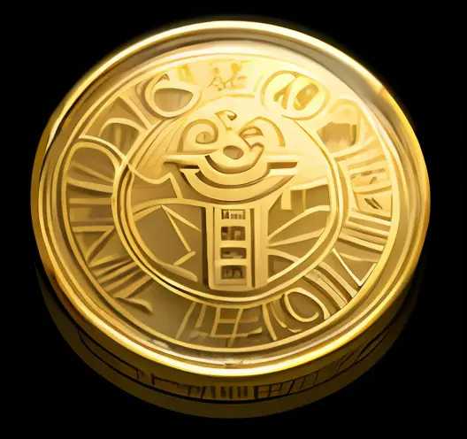 Currency icon，Icons used in fantasy games，Made in gold，It has graffiti of ancient gods，in style of ghibli