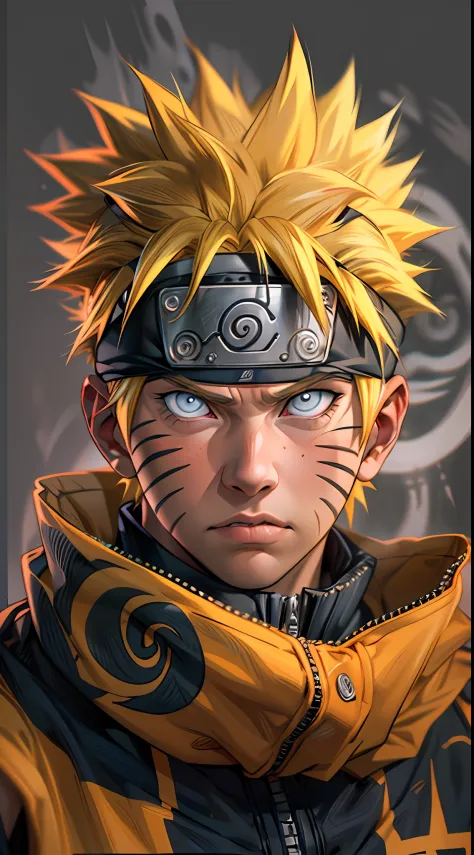 Naruto, Naruto uzumaki, Create a mascular Naruto uzumaki avatar, a close badass look. Inspired by Naruto uzumaki from Naruto, photo (photorealism) (realistic) (ultra HD) (8k wallpaper) (fine details) (extreme details on face)