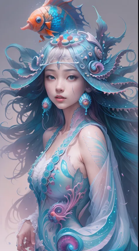 best qualtiy，tmasterpiece，超高分辨率，（photograph realistic：1.4），ultra-realistic realism，Dream-like，The beautiful blue-skinned goddess...