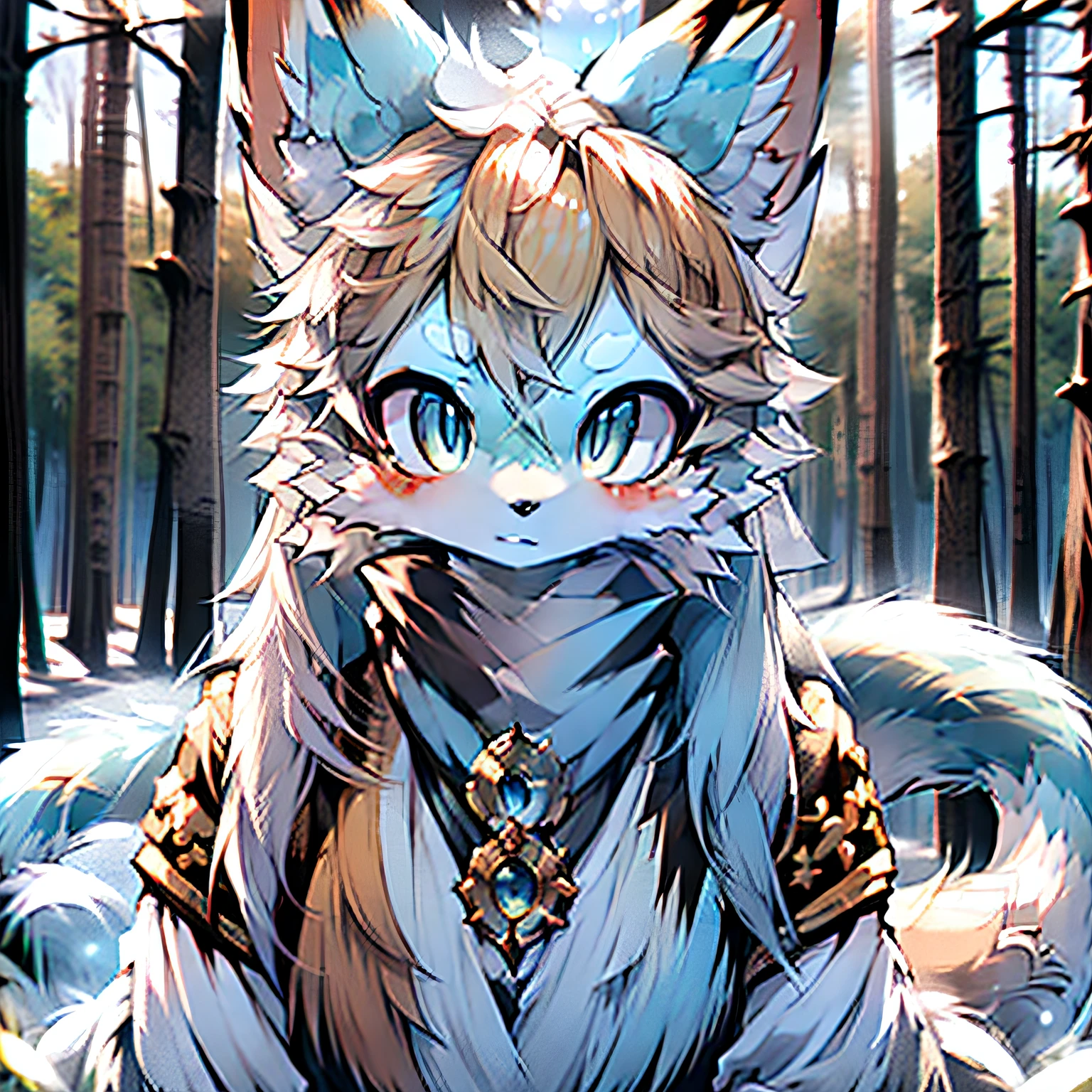 A beautiful woman goddess ((fox)), nine-tailed kitsune in bluish skin with white tones and ultra-realistic hair beautiful snow color, blonde hair, hollow eyes, hollow eyes, animal ears, food on the face, Surrealism, hyperrealism, jpeg artifacts, UHD, masterpiece, anatomically correct, curated, super detail, high detail, high quality, high detail, higher, 8k, Greg Rutkowski, , fantastic,  Intricate detail, fantasy concept art, deviant art masterpiece, Cinematic.