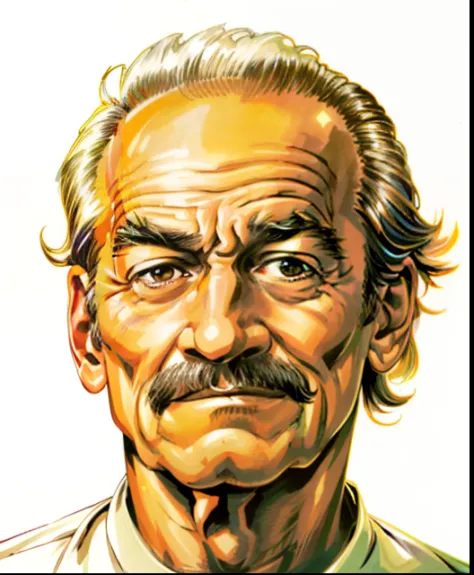 Imagem de um homem de cabelos brancos e gravata, O olhar de um idoso, scariest looking man alive, Animatrônico Bill Murray, um v...