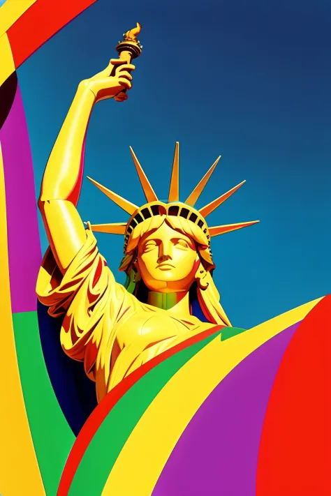 Statue of Liberty, in the style of Peter max
