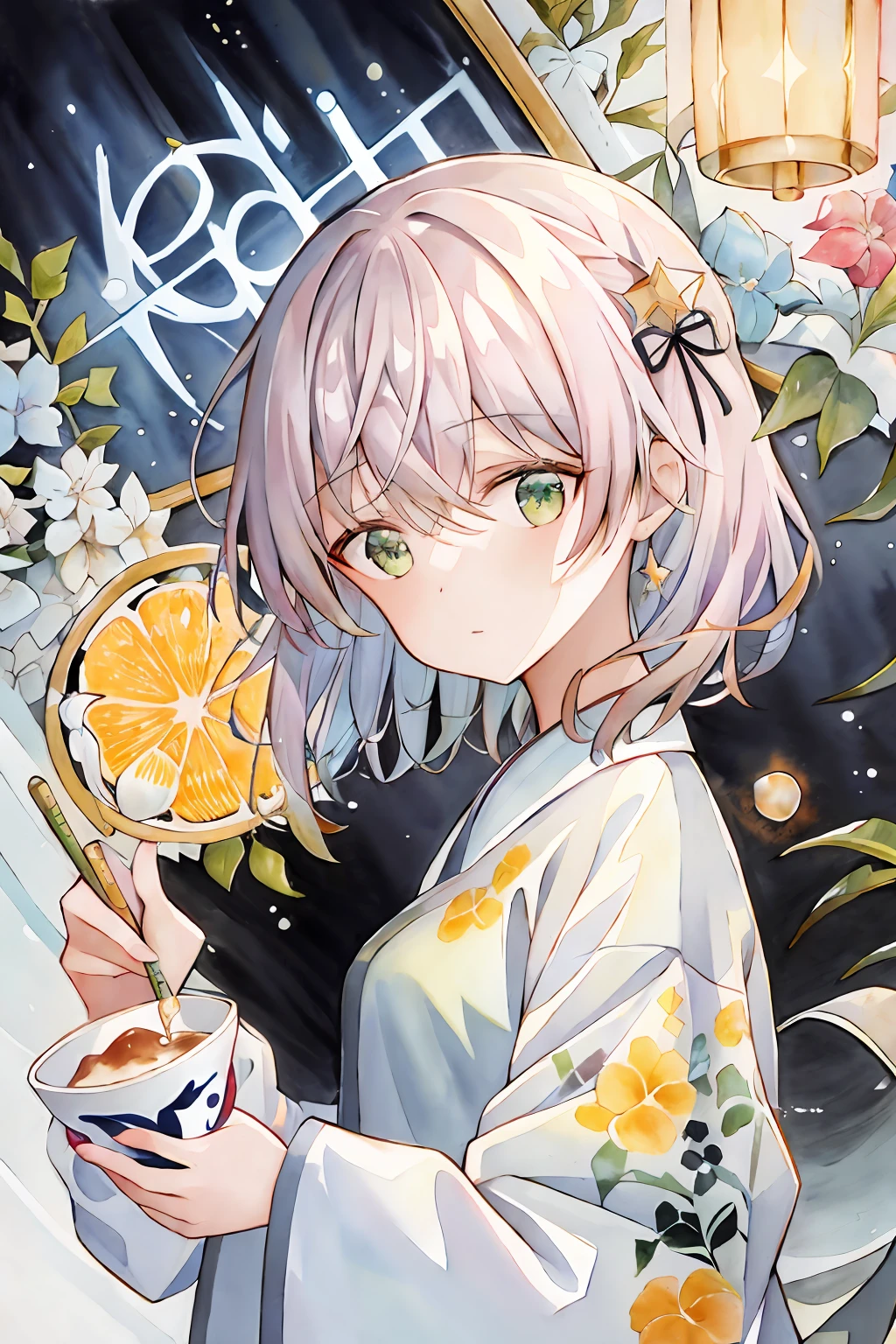 (highres, best quality:1.2), radiance, soft contours, beautiful drawing, upper body, concept art, detailed background, bright colors,
1girl, (8k, best quality, masterpiece:1.2),(best quality:1.0), (ultra highres:1.0), watercolor,   Sanya, short grey hair, green eyes, night, stars,    by agnes cecile, half body portrait, extremely luminous bright design, pastel colors, (ink:1.3), summer lights, traditional media, watercolor \(medium), watercolor background