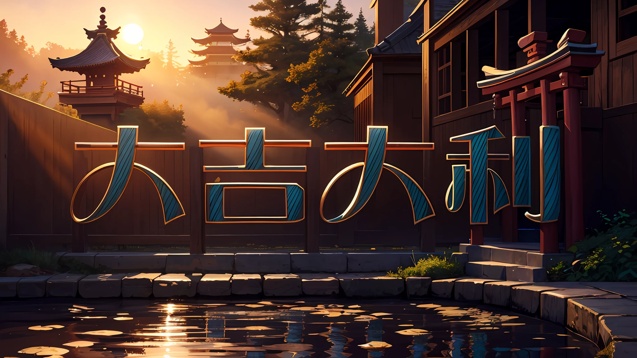 (masterpiece, top quality, best quality, official art, beautiful and aesthetic:1.2), extreme detailed,(fractal art:1.3),colorful,highest detailed in ultra detailed complex onsen, puddle, water, torii gate, japanese buildings,(best-quality:0.8), (best-quality:0.8), perfect anime illustration,  BREAK steam