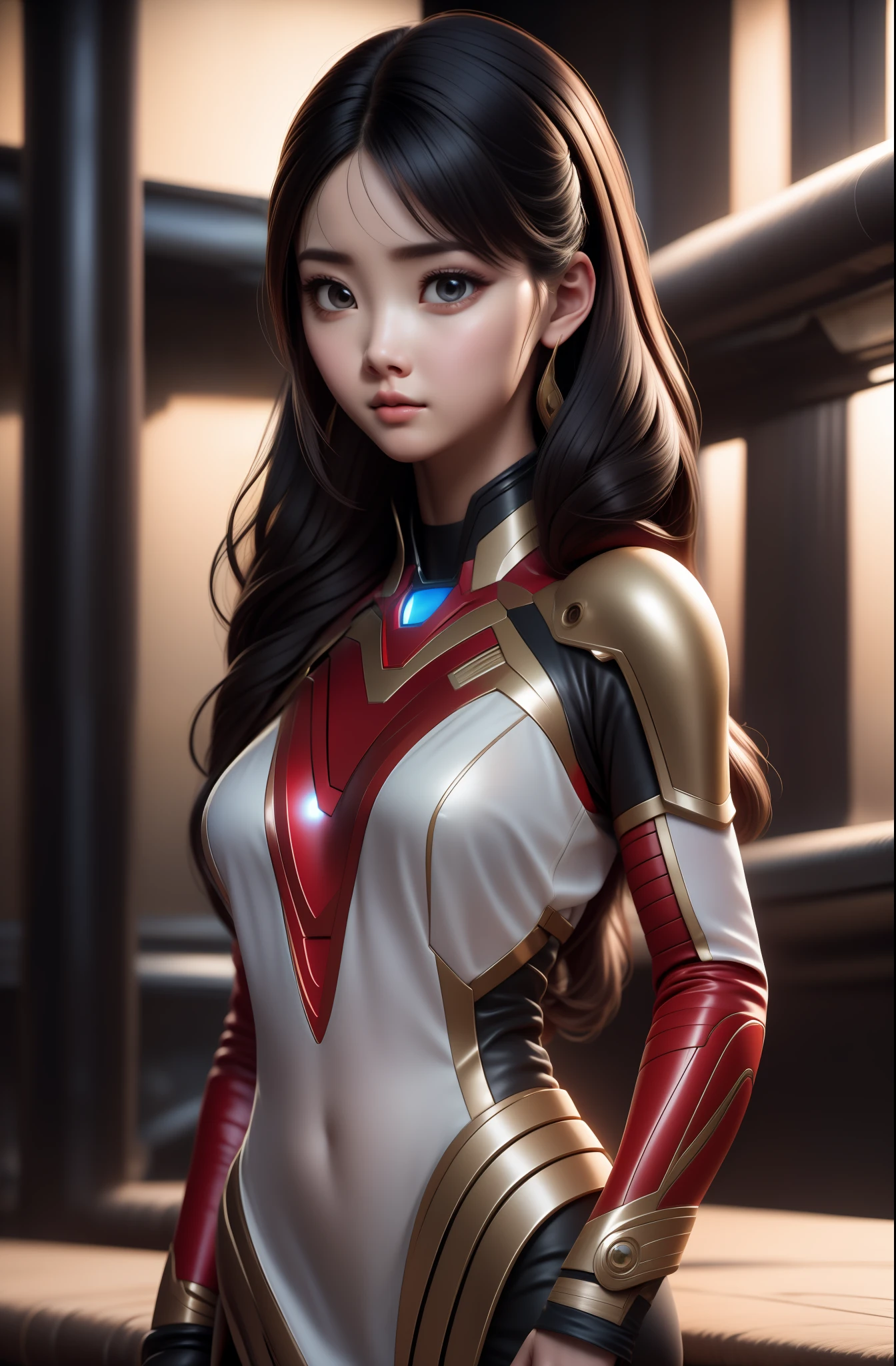 (1girl:1.3), solo,__body-parts__, official art, unity 8k wallpaper, ultra detailed, beautiful and aesthetic, beautiful, masterpiece, best quality, RAW, masterpiece, super fine photo,, best quality, super high Resolution, photorealistic, sunlight, full body portrait, stunningly beautiful,, dynamic pose, delicate face, vibrant eyes, (side view), she is wearing a futuristic Iron Man mech, red and gold, Highly detailed abandoned warehouse background, detailed face, detailed complex busy background, messy, gorgeous, milky, high detailed skin, realistic skin details, visible pores, sharp focus, volumetric fog, 8k uhd, dslr camera, High quality, film grain, fair skin, photorealism, lomography, sprawling metropolis in a futuristic dystopia, view from below, translucent