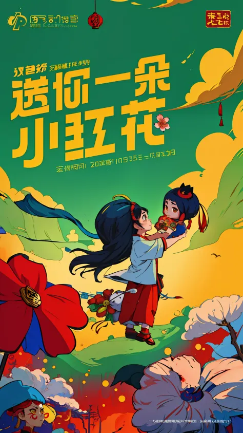 There is a poster for a Chinese animated film，There was a girl and a cat, Middle metaverse, trending on cgstation, large view, Inspired by Zou Yigui, poster for, Artistic cover, inspired by Chen Daofu, inspired by Zou Zhe, 2 5 6 x 2 5 6, 256x256