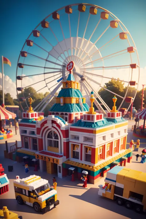 Lego style, amusement park scene, rich color matching, blind box style, toy model, voxel, very detailed, super high resolution, 8K UHD --v 6