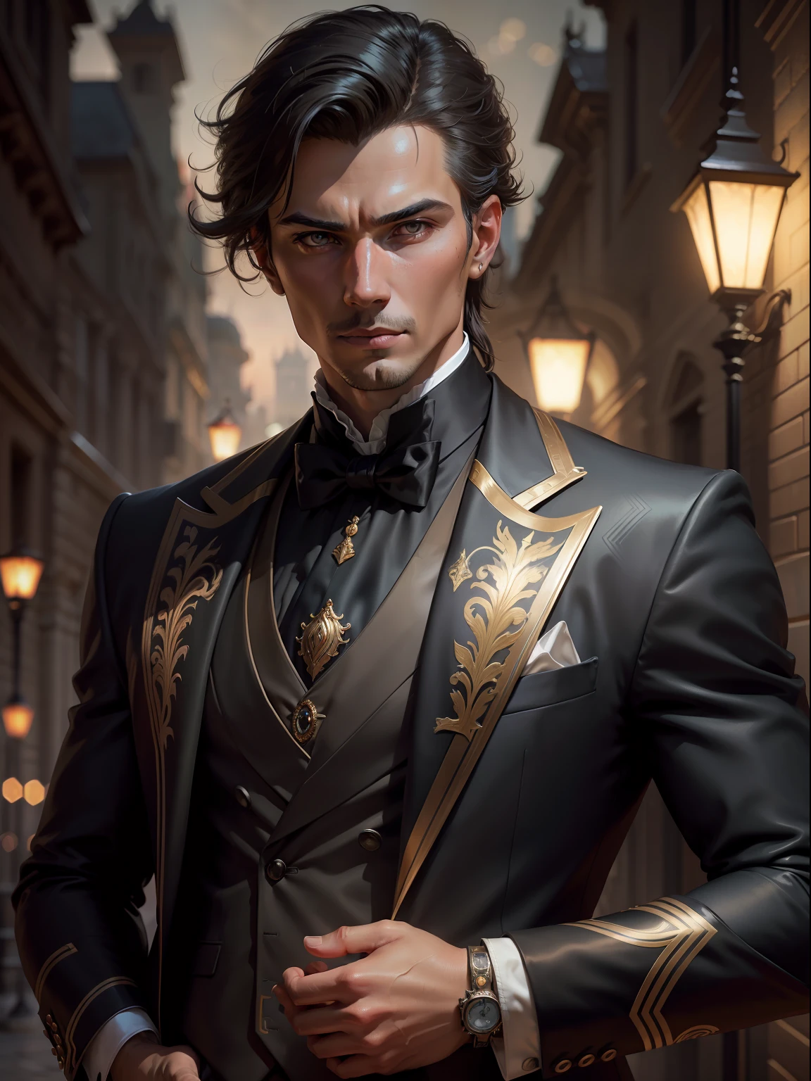 Close up portrait of an elegant [undercucho] person in an undercucho tailored suit - futurist style, intricate baroque detial, elegant, sparkling lights, highly detailed digital painting, art station, concept art, smooth and sharp focus, illustration, Wlop, Mars Ravelo, Greg Art by Rutkowski
(High Detail Skin:1.2), 8K UHD, DSLR, Soft Lighting, High Quality, Film Grain, FUJIFILM XT3 mix4
Male model, black suit, seductive, Florence, Italy background, night, bokeh, depth of field, (upper body: 1.0), top quality, intricate detail, detailed eyes, masterpiece, film grain, 1980s, kodak chrome, flashlight