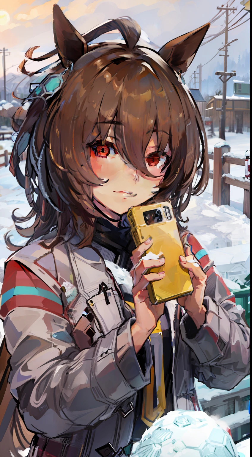 Agnes Tachyon(umamusume) 、winter、snowcity、selfie