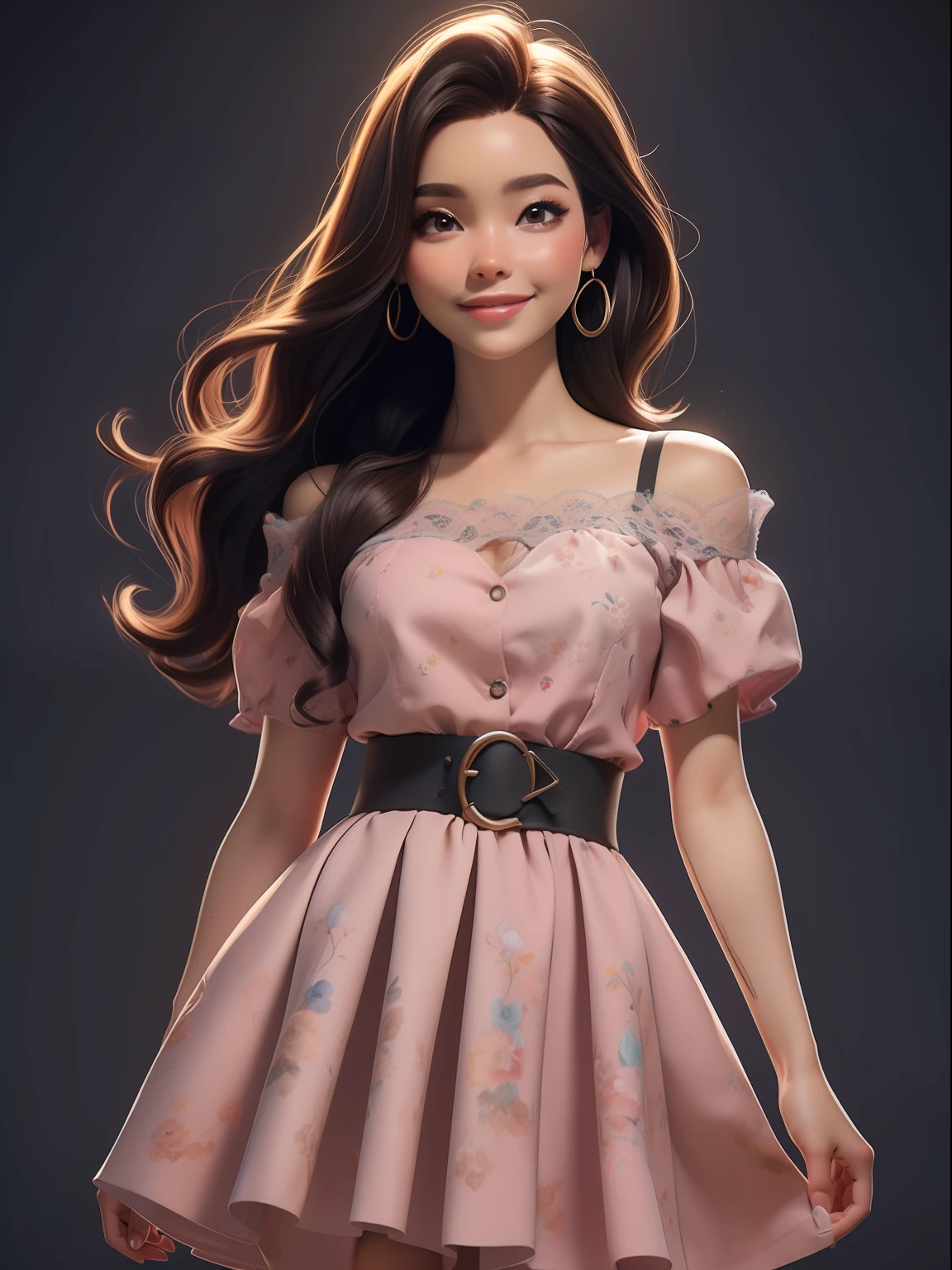 dynamic lighting, A Barbie princess usando um lindo vestido rosa, wearing a beautiful crown, dynamic lighting, A Barbie princess, pink background, 精致的面容, Caucasian skin, (fisherman:1.3), (pale skin:1.1), (soft smiling:1.1), face detailed, Detailed texture skin, ray of sunlight, Por Ilya Kuvshinov, nina masic, natural lighting, Subsurface scattering, ornate, pink  hair, ((cowboy shot)), atmosphric perspective, retina, texturized skin, anatomically correcte, best quality, awarded