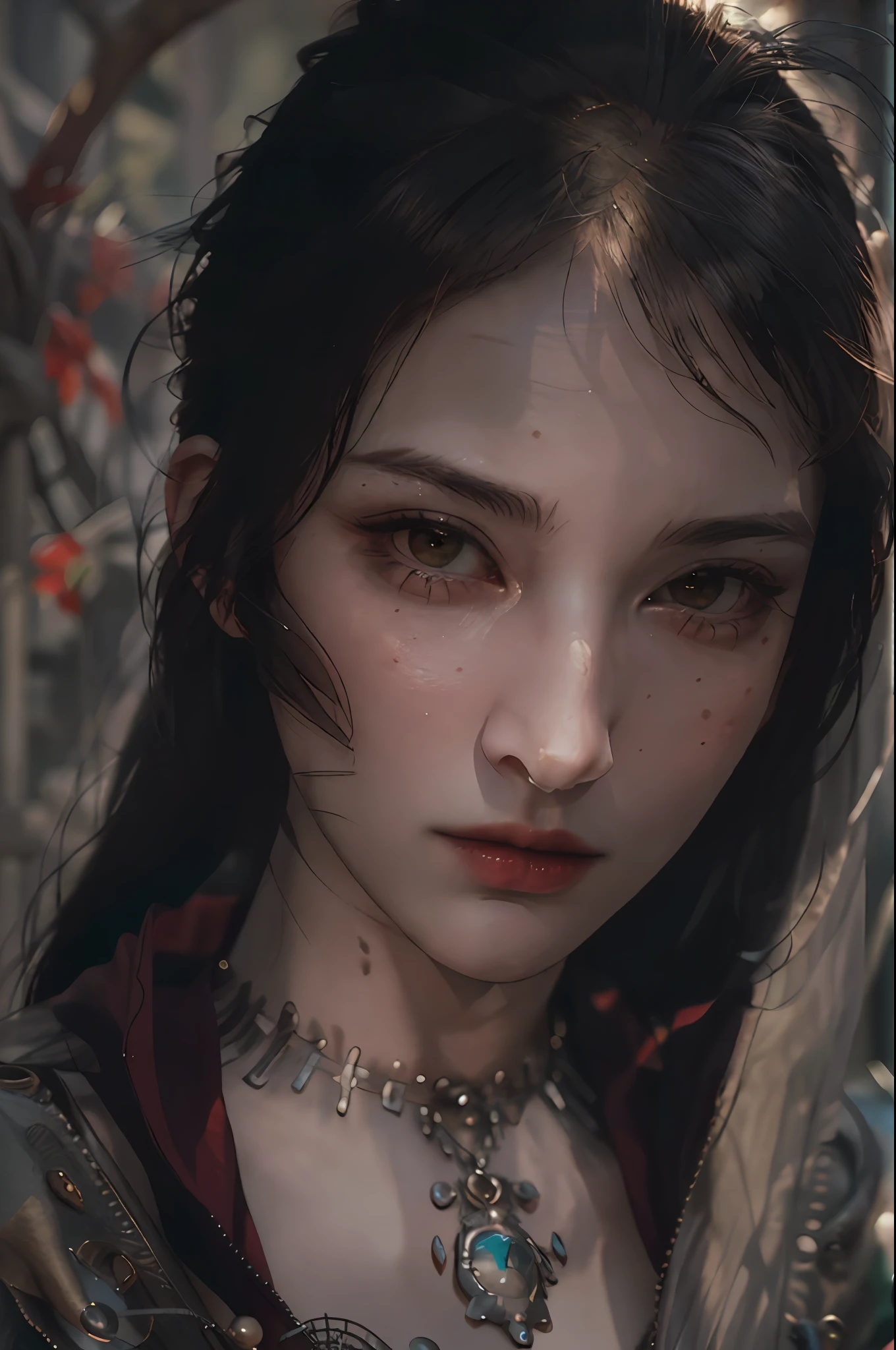 obra de arte, mais alta qualidade, CRU, estilo analógico, Um retrato deslumbrante de uma linda mulher, morrigan, seios, vestindo um manto de mago, ((Altamente detalhado skin, detalhes da pele)), foco nitído, 8k hd, DSLR, alta qualidade, grão de filme, Fujifilm XT3, carrancudo, detalhes intrincados, Altamente detalhado, fundo desordenado e detalhado