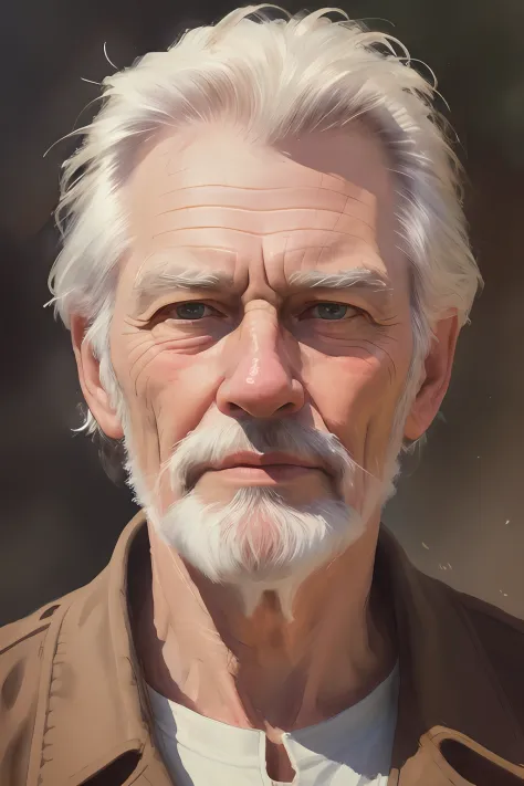 epic high-quality artwork of a oldman, oil painting, (rough brush strokes:1.4),(masterpiece, realistic:1.4), (extremely intricate:1.2)>, close shot ,An old man portrait,(upper body:1.2), (( Detail in Face)), (( detail eyes)), (from front:1.3), looking at v...