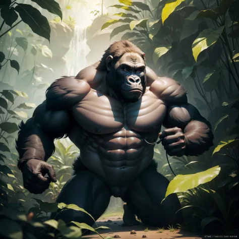 gorilla fighting in the jungle