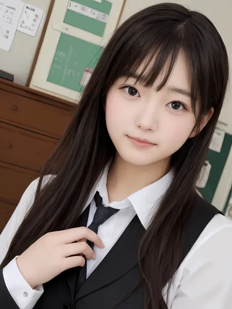 Realistic pictures of cute girls、Black School Uniforms