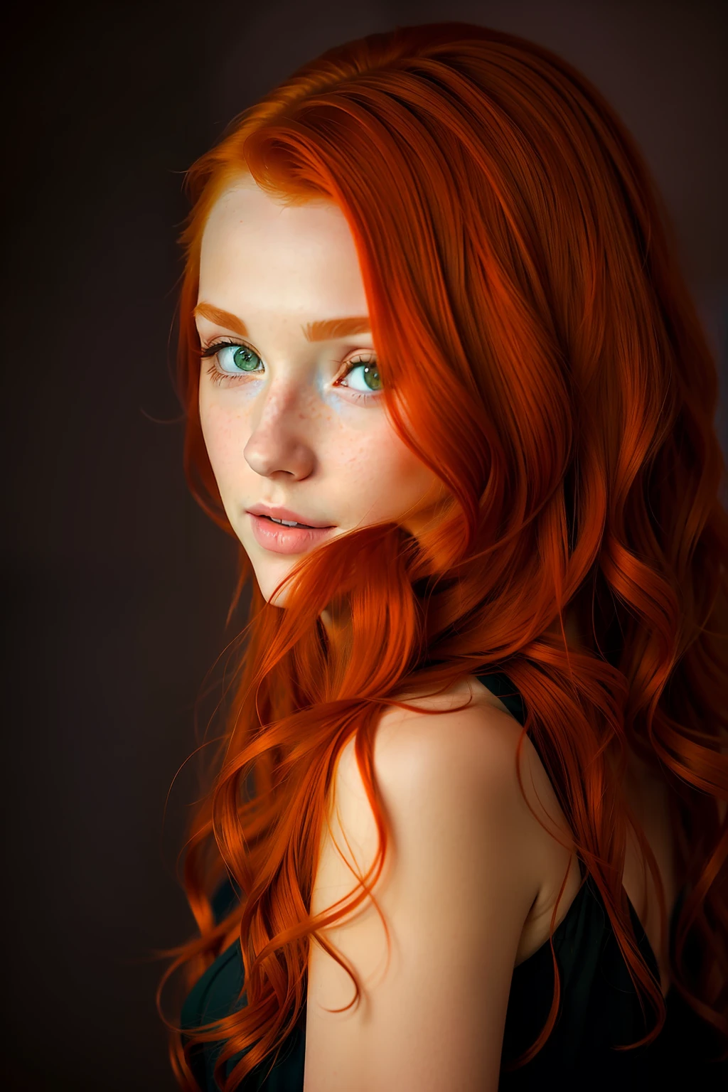 There Is A Woman With Red Hair And A Black Dress With Red Hair And Green Eyes Redhead Girl 8610