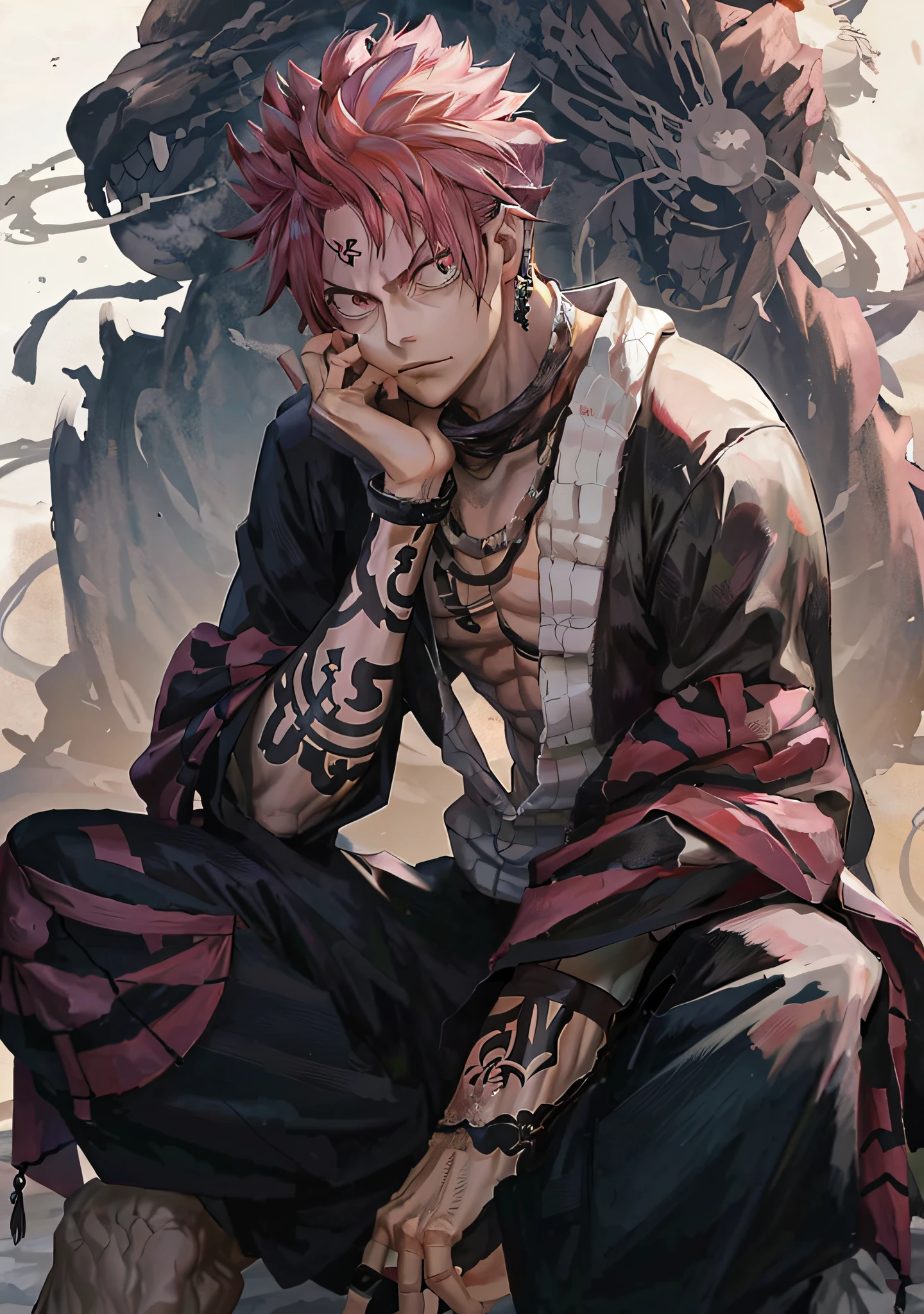 anime character sitting on the ground with a demon behind him, cara bonito na arte demon slayer, badass anime 8 k, 4 k manga wallpaper, anime wallaper, cute japanese demon boy, wallpaper mobile, papel de parede anime, melhor anime 4k konachan wallpaper, papel de parede do telefone, demon slayer artstyle, jujutsu kaisen, personagem anime, demon slayer rui fanart