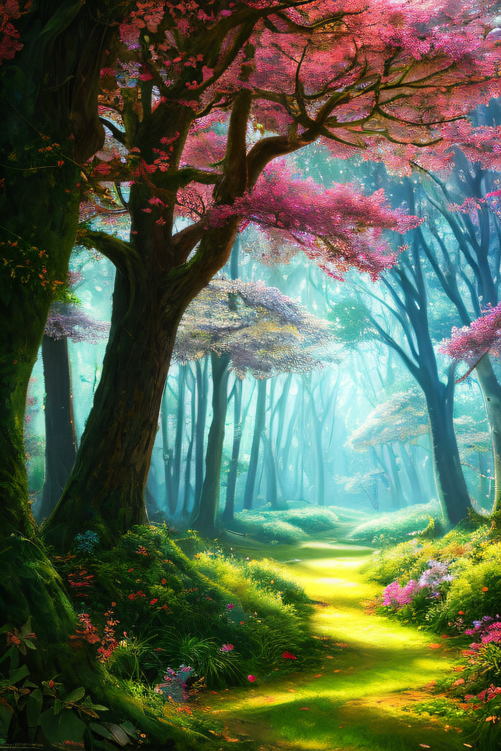 masterpiece, best quality, high quality,extremely detailed CG unity 8k wallpaper, An enchanting and dreamy scene of a fantasy forest, with towering trees, glowing mushrooms, and hidden fairy glens, creating a sense of mystique and enchantment, artstation, digital illustration, intricate, trending, pastel colors, oil paiting, award winning photography, Bokeh, Depth of Field, HDR, bloom, Chromatic Aberration ,Photorealistic,extremely detailed, trending on artstation, trending on CGsociety, Intricate, High Detail, dramatic, art by midjourney