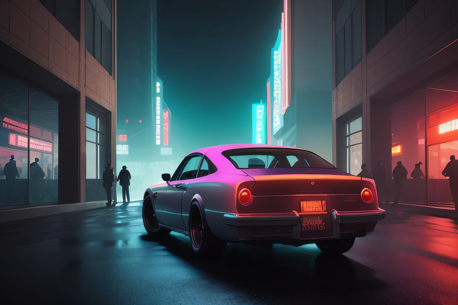 phtdzk1, incredibly detailed, photography, cinematic lighting, volumetric lighting , City streets, retro futurism,  cyberpunk style, vibrant depth of color, FXAA, Chromatic Abberation, DSLR ,cphtdzk1