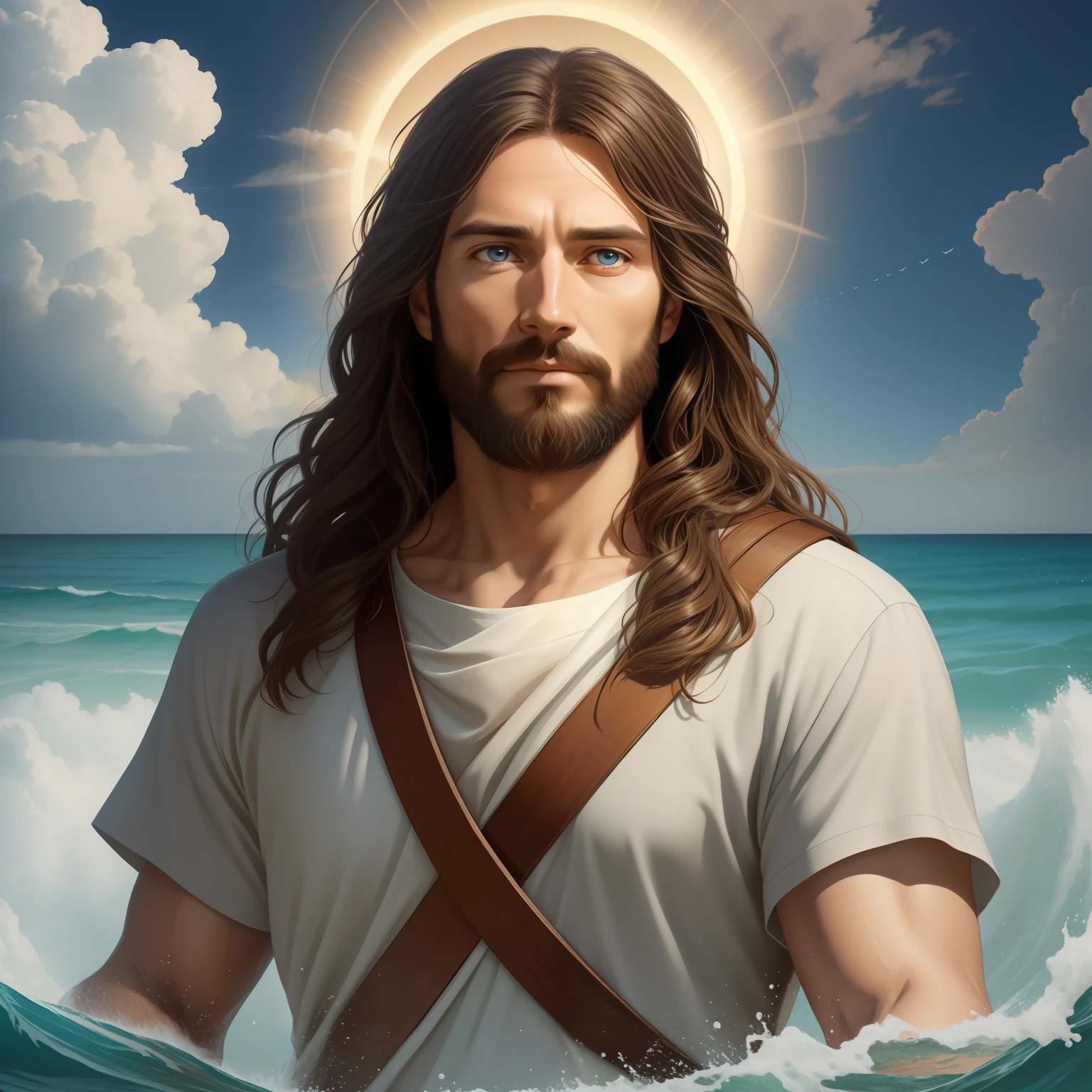 A beautiful ultra-thin 現実的 portrait of Jesus, 預言者, 男性 35歳 ヘブライ人 ブルネット, 短い茶色の髪, 完璧な本物の青い目, 長い茶色のひげ, と, 人々を助ける , 胸元が閉じた長いリネンのチュニックを着ている, 正面から, 全身, 聖書の, 現実的,ディエゴ・ベラスケス,ピーテル・パウル・ルーベンス,レンブラント,アレックス・ロス,8k, コンセプトアート, Photo現実的, 現実的,  図, 油絵, シュルレアリスム, Hyper現実的, 人々を助ける , デジタルアート, スタイル, watercolorReal Jesus flying on sky と a flying cloud in the background, 水の上を歩くイエス, 聖書の illustration, epic 聖書の representation, 彼を逃亡させる, 海から出てくる, ! 手に持つ!, 下船, 海の神, 美しい表現, 8k 3Dモデル, 現実的,
a 3D 現実的 of イエス と a halo in the sky, イエス christ, 天国で微笑んでいる, portrait of イエス christ, イエス face, 35 若き全能の神, 天の神の肖像画, グレッグ・オルセン, gigachad イエス, イエス of nazareth, イエス, 神の顔, 神様は私を見て, 彼はあなたを温かく迎えています, 彼は幸せだ, アバター画像