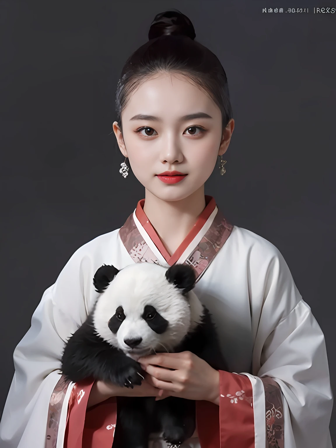 Arapei girl in kimono holds a panda bear, Palace ， A girl in Hanfu, Chinese girl, inspired by Li Fangying, author：Yu Zheding, author：Li Fangying, author：Zhou Wenjing, inspired by Wu Zuoren, lovely digital painting, inspired by Zhu Derun, inspired by Zhang Lu, inspired by Wu Bin