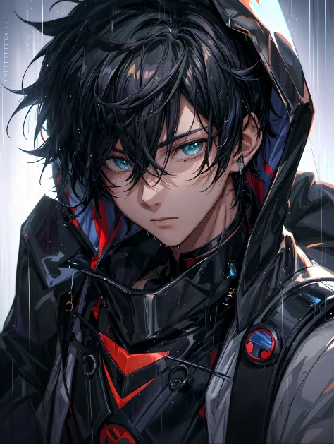 anime boy with black hair and green eyes in the rain, male anime character, young anime man, anime boy, detailed anime character art, 4k anime wallpaper, anime mecha aesthetic, tall anime guy with blue eyes, anime handsome man, male anime style, anime wall...