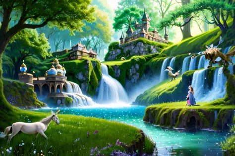 (fairy tale world), castles, floating island waterfalls, all kinds of magical creatures. Beautiful fairies, knights, elves, dwar...