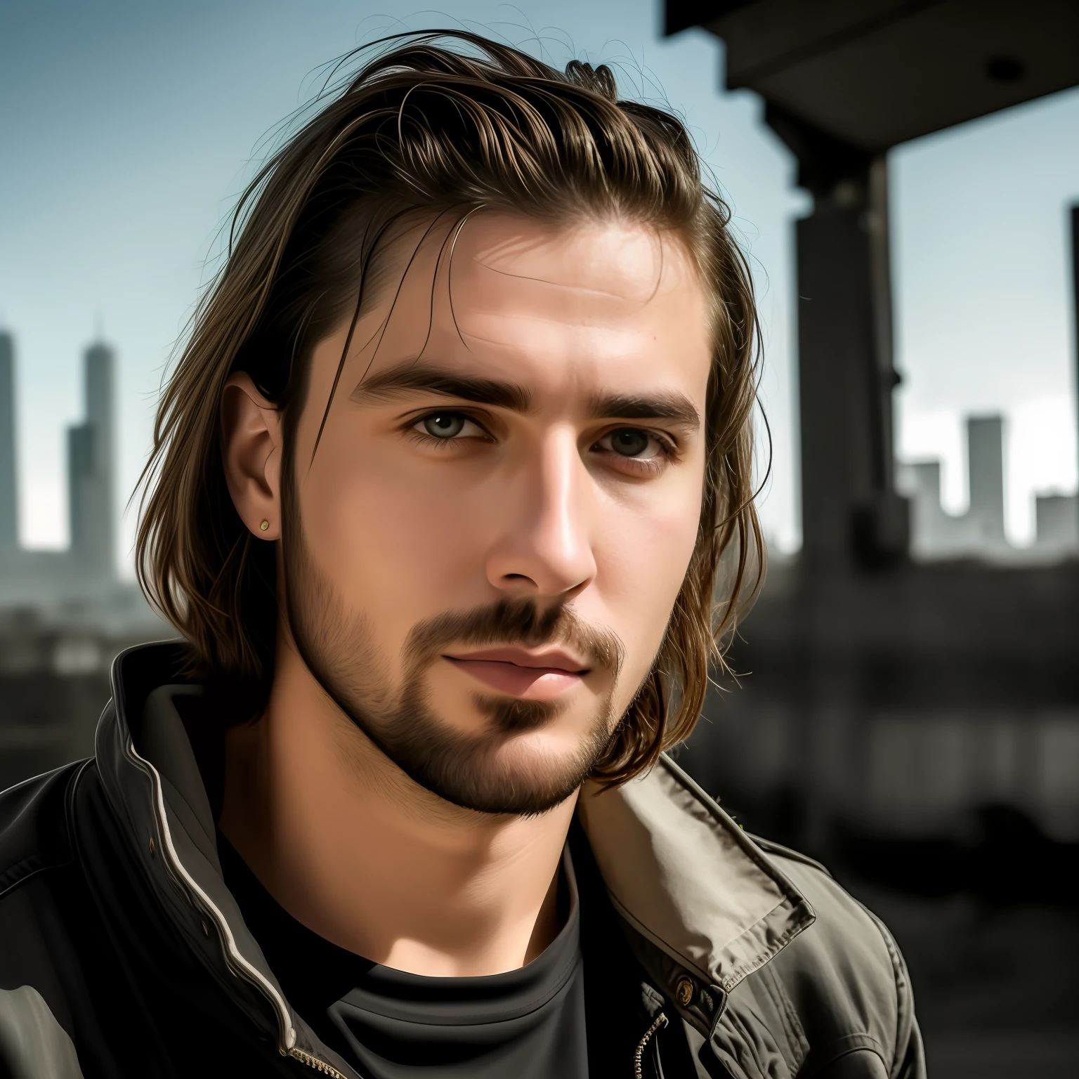 Highly insanely detailed Young handsome man posing for Denim jacket, yellow background,  HD, realistic, insanely realistic, photoshoot, photography