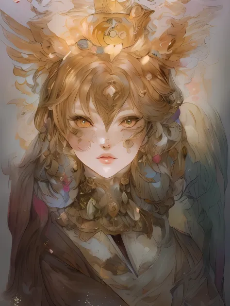 a painting of a woman with a bird on her head, detailed digital anime art, anime fantasy illustration, detailed matte fantasy po...