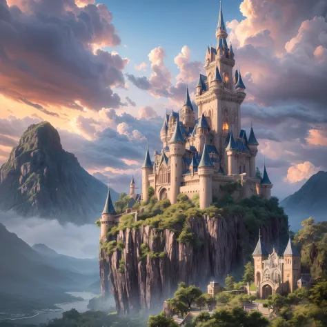 anime scene of a tree with a castle in the background, concept art by Kamagurka, pixiv contest winner, fantasy art, anime background art, anime concept hdr anime macmanus, 4k highly detailed digital art, background artwork, anime epic artwork, anime scener...