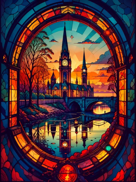 fantasy00d, Ilustraciones en tonos pastel, Landscape of a mythical [(magical place: 1.2, colores vibrantes: 1.1, puente, ciudad ...