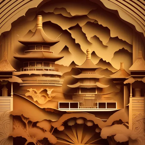 mdjrny-pprct,Chinese architecture, gardens, mountains and rivers, clouds, (high detailed:1.2)
