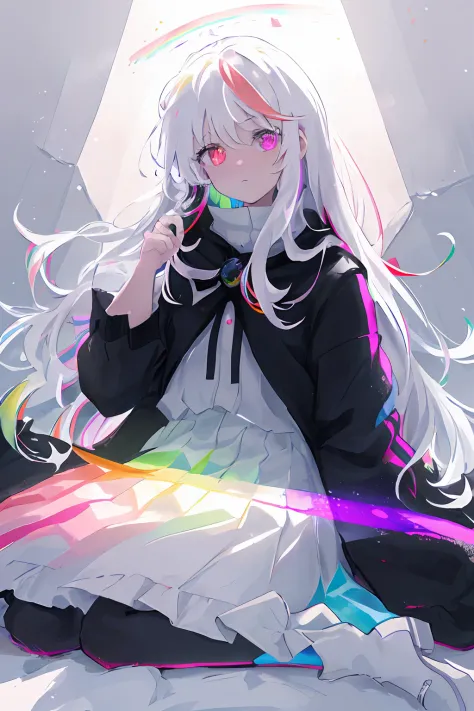 rainbow,rainbow,masterpiece, best quility, high_quality, high_resolution, masterpiece*portait, whitespace, colorful, 1girl, solo...