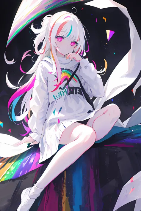 rainbow,rainbow,masterpiece, best quility, high_quality, high_resolution, masterpiece*portait, whitespace, colorful, 1girl, solo...