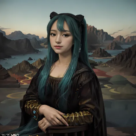 a\(mona lisa\), 1girl, solo, hatsune miku